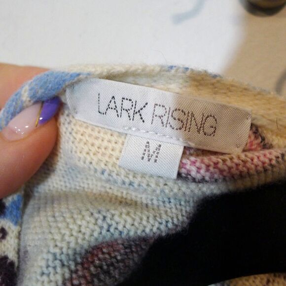 LARK RISING 100% Merino Wool Floral/Asian Vampire Printed Cardigan Wrap M - Picture 10 of 12